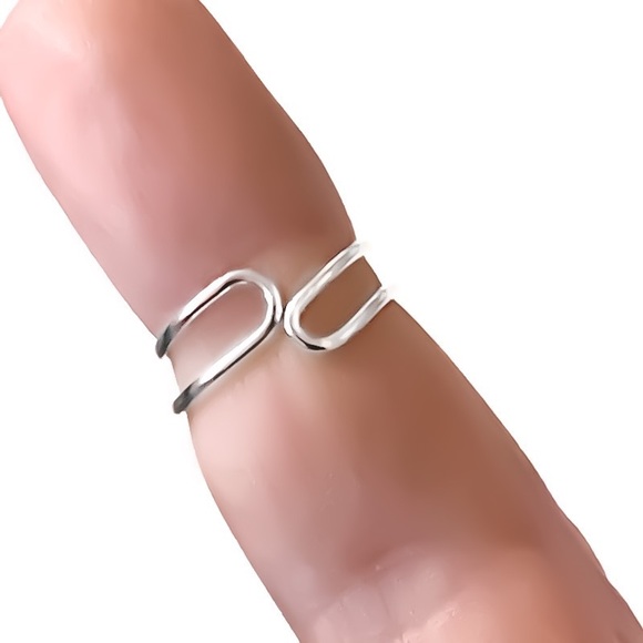 Double Swirl Dual Spiral Adjustable Midi Knuckle or Toe Ring 925 Sterling Silver - Picture 3 of 11